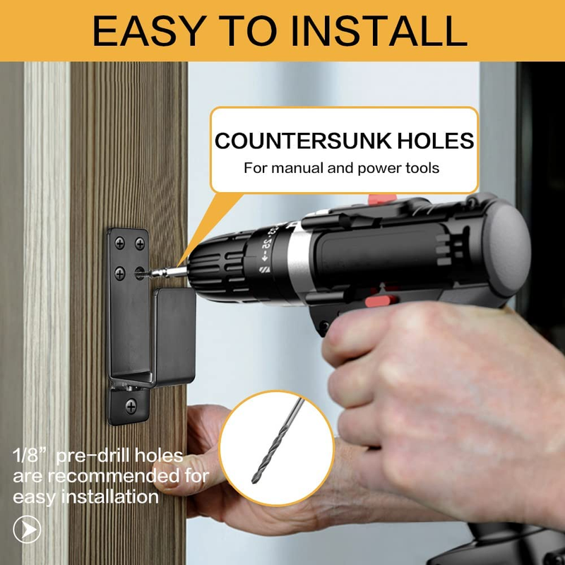 Door Barricade Brackets, 2 Pack Drop Open Bar Holder for Home Security, 2x4 Bar