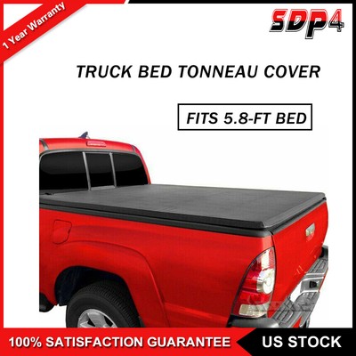 For 04-21 Silverado/Sierra 5.8ft 69.6'' Short Bed Soft Lock 4-Fold Tonneau Cover