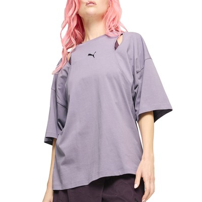 Женская фиолетовая футболка с круглым вырезом и коротким рукавом Puma Dare To Oversize Casua