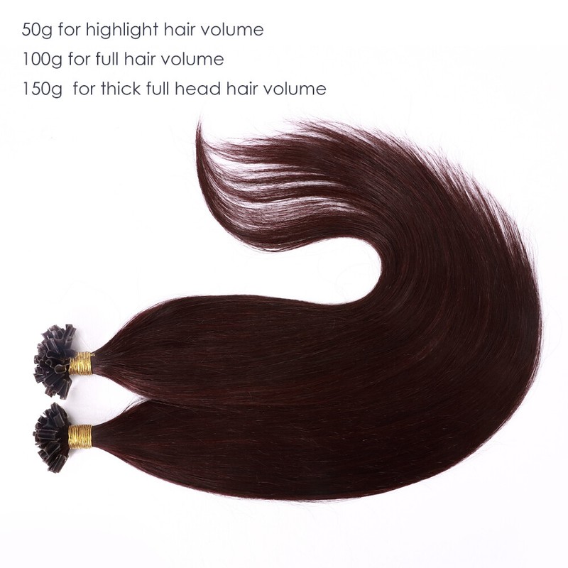 100% Real Remy Hair Keratin Pre Bonded Nail U Tip Glue Human Hair Extensions US