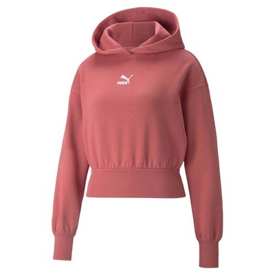 

Puma Classics Укороченный флисовый пуловер с капюшоном Женская розовая повседневная верхняя одежда 534290, Розовый