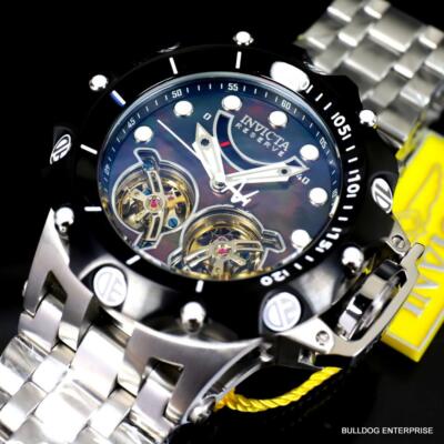 Pre-owned Invicta Reserve Venom Hybrid Double Open Heart Automatic Black Mop Watch
