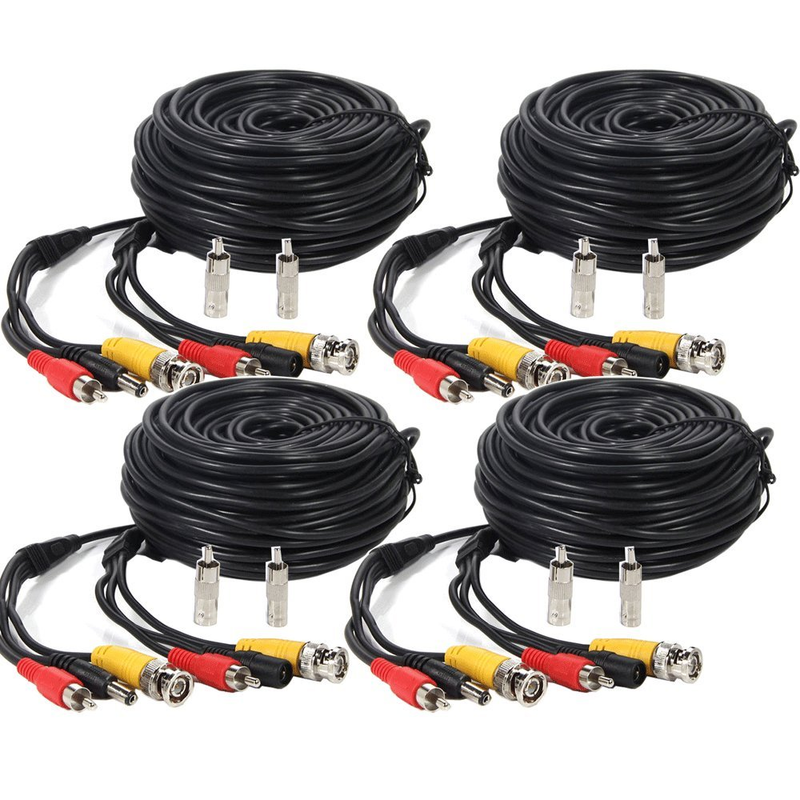 4 Pack 100Ft Security Surveillance Camera Audio Video Power Extension Cable Pre-