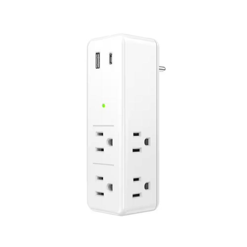 Commercial Electric Surge Protector 6 Outlet Wall USB C USB A Swivel 500 Joule
