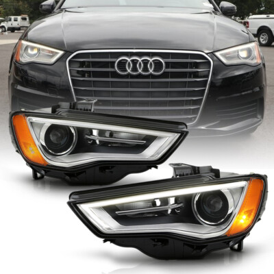 [PAIR] For 2015-16 Audi A3 Xenon HID Model LED DRL Projector Headlight Lamp L+R