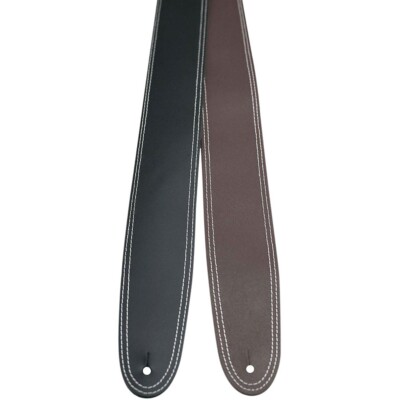 Perri's 2" Leather Guitar Strap With Contrast Stitch Brown