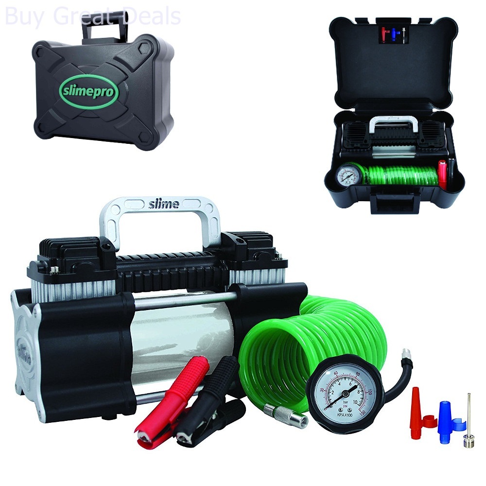 Slime 40026 2X Heavy Duty Car Tire Inflator Air Pump Compressor