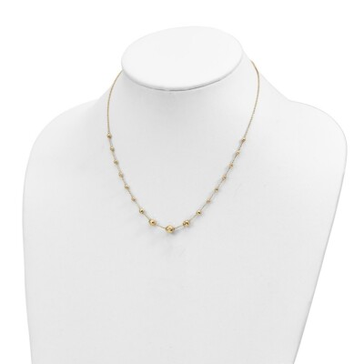 Pre-owned Superdealsforeverything Real 14kt Yellow Gold Polished And Textured Beaded 17in Necklace