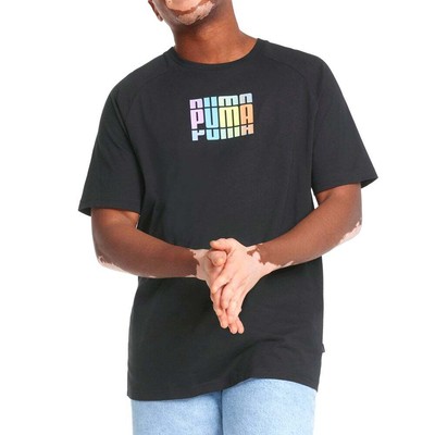 

Puma Multicolor Graphic Crew Neck Short Sleeve TShirt Mens Black Casual Tops 670, Черный, Puma Multicolor Graphic Crew Neck Short Sleeve TShirt