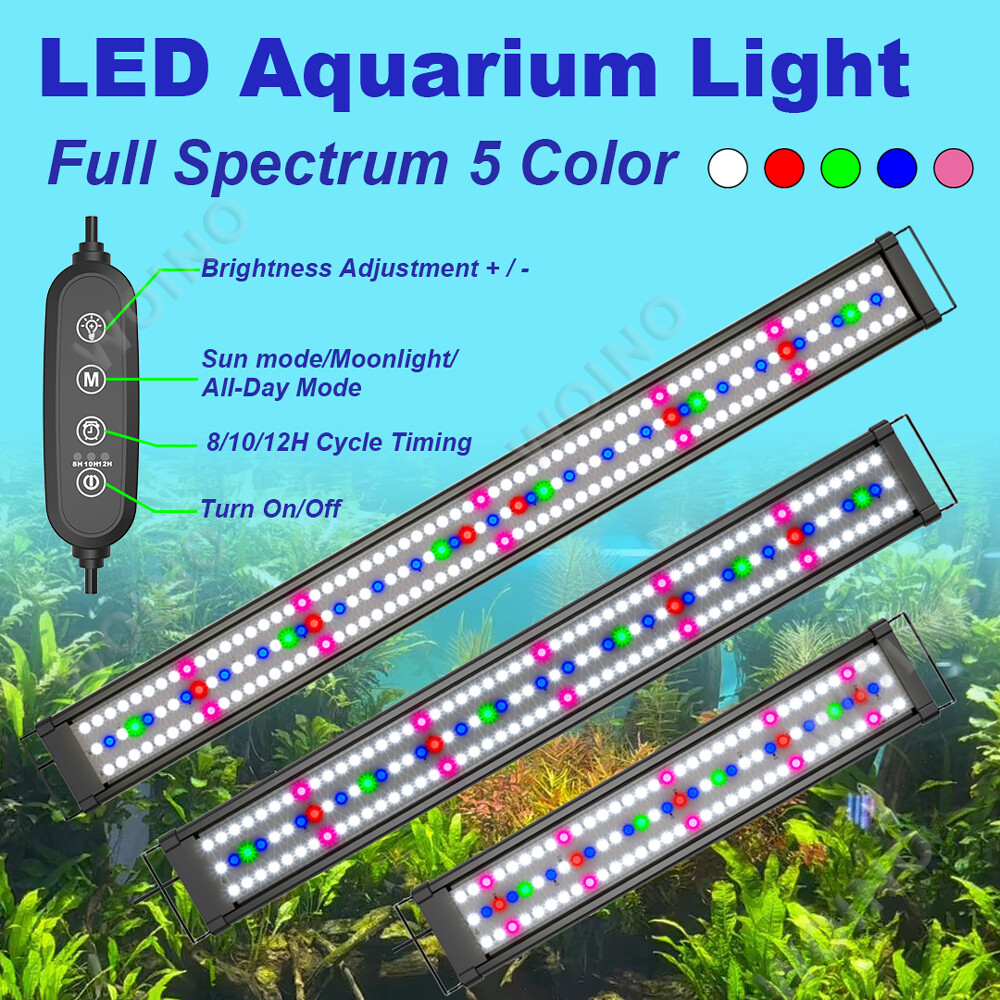 24 30 48inch Aquarium Light Fish Tank Timer Full Spectrum 5 Color Day/Night Mode