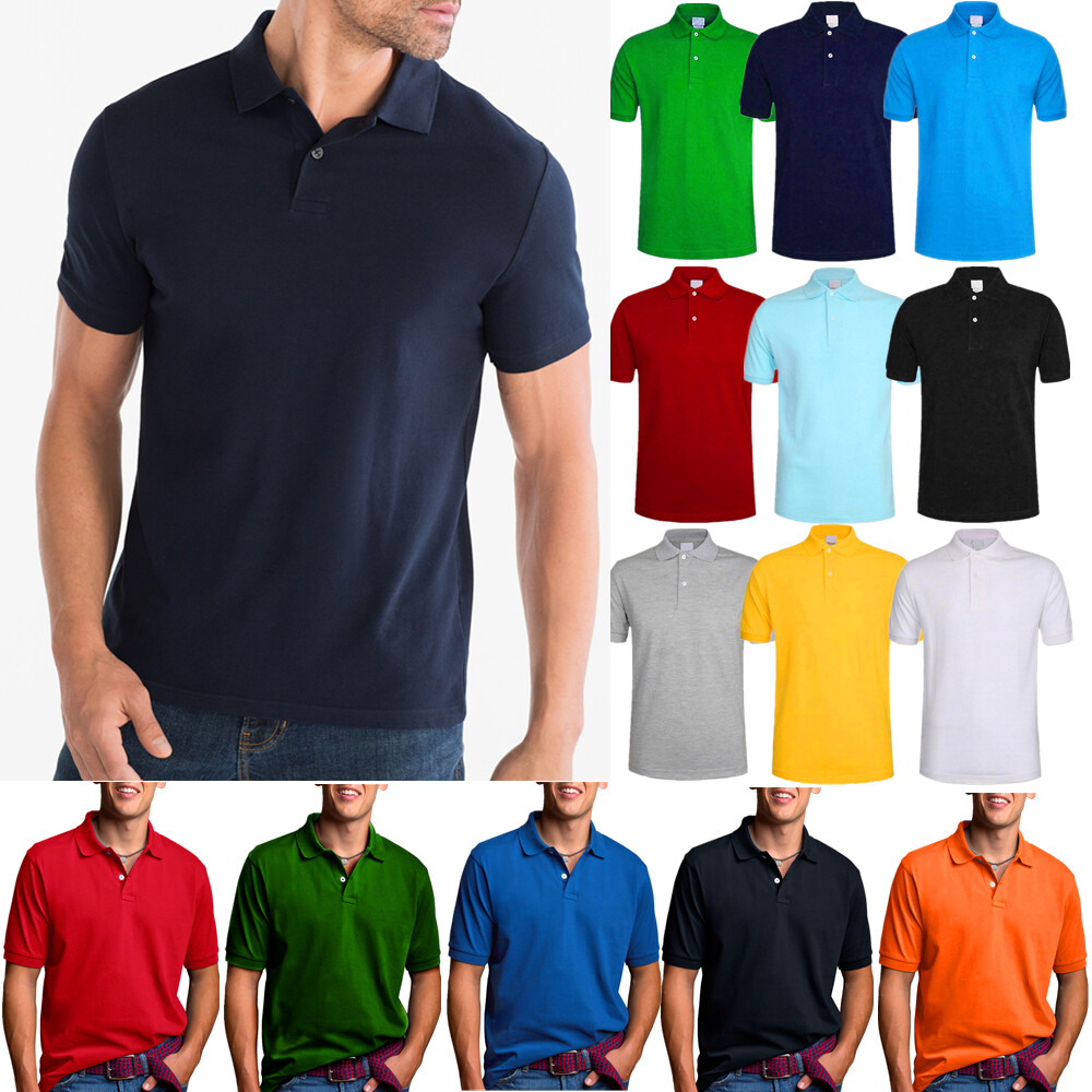Men Dry Fit Polo Shirt Cotton T Shirt Jersey Golf Sport Short Sleeve Casual