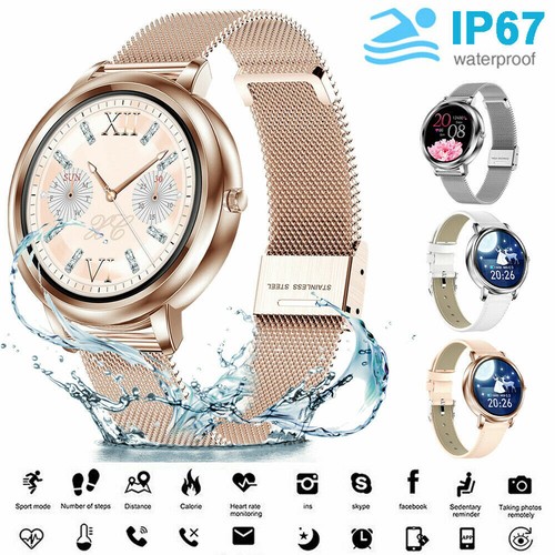 Damen Smart Uhr Wasserdichte Smartwatch Herz Rate Fitness Tracker Android IOS