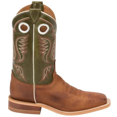 Pre-owned Justin Boots Austin Square Toe Cowboy Mens Brown, Green Casual Boots Br307