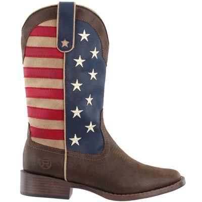 

Женские коричневые повседневные ботинки Roper American Patriotic Square Toe Cowboy 09-021-190, Коричневый, Roper American Patriotic Square Toe Cowboy