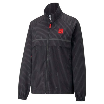 Puma Vogue X Woven Striped FullZip Jacket Женская черная повседневная спортивная верхняя одежда