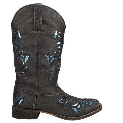 

Черные женские повседневные ботинки Roper Belle Metallic Square Toe Cowboy 09-021-0901-06, Черный, Roper Belle Metallic Square Toe Cowboy