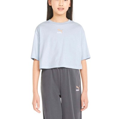 

Puma Grl Укороченная футболка с круглым вырезом и короткими рукавами для девочек, размер , повседневные топы 5, Синий, Puma Grl Cropped Crew Neck Short Sleeve TShirt Youth