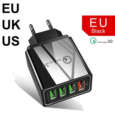 4Port Schnell Schnellladung QC 3.0 USB Hub Ladegerät Netzteil US UK EU Stecker