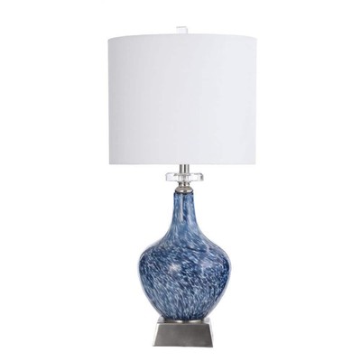 StyleCraft Table Lamps 32'' Dimmable Metal Spider Marbled Blue Art Glass Body