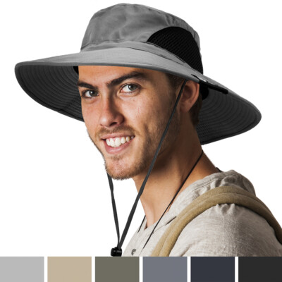 Outdoor Hiking Fishing Hat Summer Sun Protection Wide Brim Boonie Shade 50+ UPF