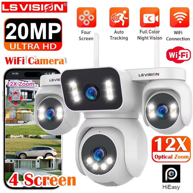 20MP 12X Optical Zoom WiFi IP Camera Outdoor Security Camera PTZ Auto Tracking C