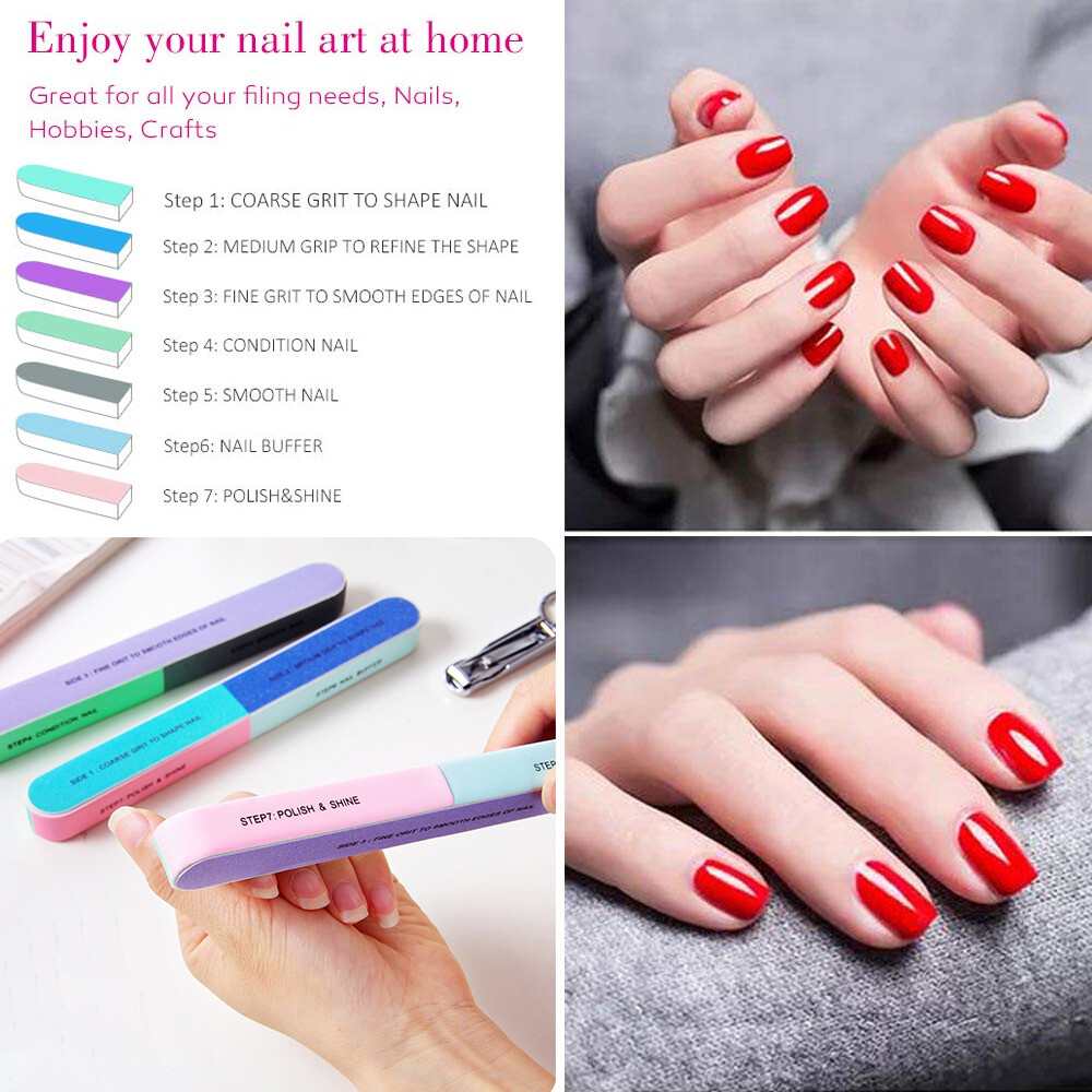 5Pcs Manicure Nail File Emery Boards Sanding Buffer Shiner File Beauty Tool