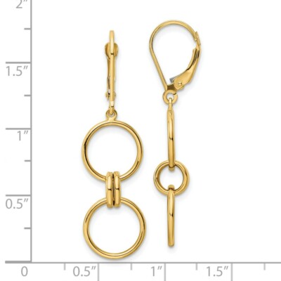 Pre-owned Superdealsforeverything Real 14kt Yellow Gold Circle Dangle Leverback Earrings
