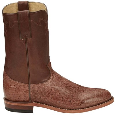 Justin Boots Breck Smooth Ostrich Round Toe Cowboy Mens Brown Casual Boots JE80