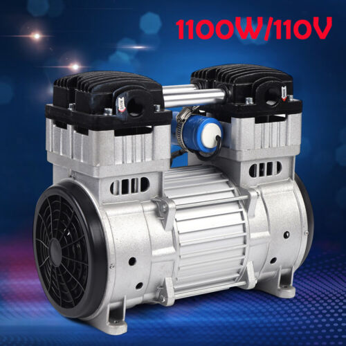 Vacuum Pump, Industrial Oil-Free Piston Vacuum Pump With Filter, 110V 370W Oilless High Flow Vacuum Inflation Pumps 1400RPM 8Bar Double Cylinder