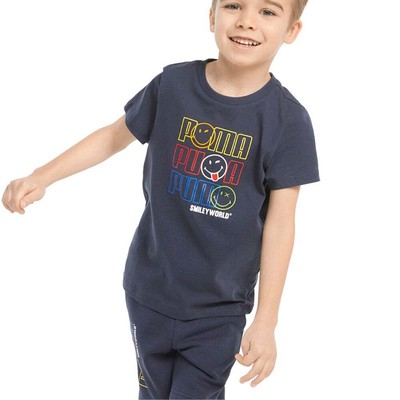 

Футболка Puma Smileyworld X Graphic с круглым вырезом и короткими рукавами для мальчиков, молодежная, серая, повседневная, Grey, Puma Smileyworld X Graphic Crew Neck Short Sleeve T-Shirt Youth