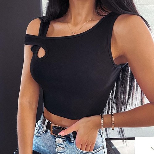 Sexy Damen Crop Top Bauchfrei T Shirt Bluse Oberteil Slim Sommer Ärmellos Tops