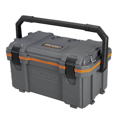 RIDGID Cold Box Gray Heavy Duty Latches Lockable Cooler Modular System Storage