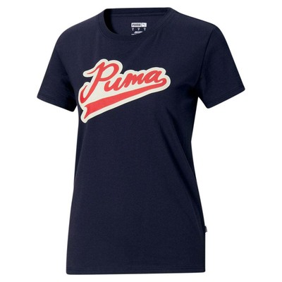 

Женская синяя повседневная футболка с коротким рукавом Puma Nyc Tailsweep с круглым вырезом и коротким рукавом, Синий