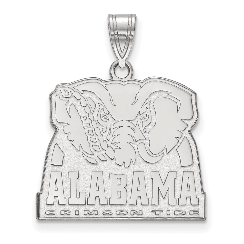 925 Sterling Silver Rhodium-plated Laser-cut University of Alabama Small Pendant w//Necklace 18