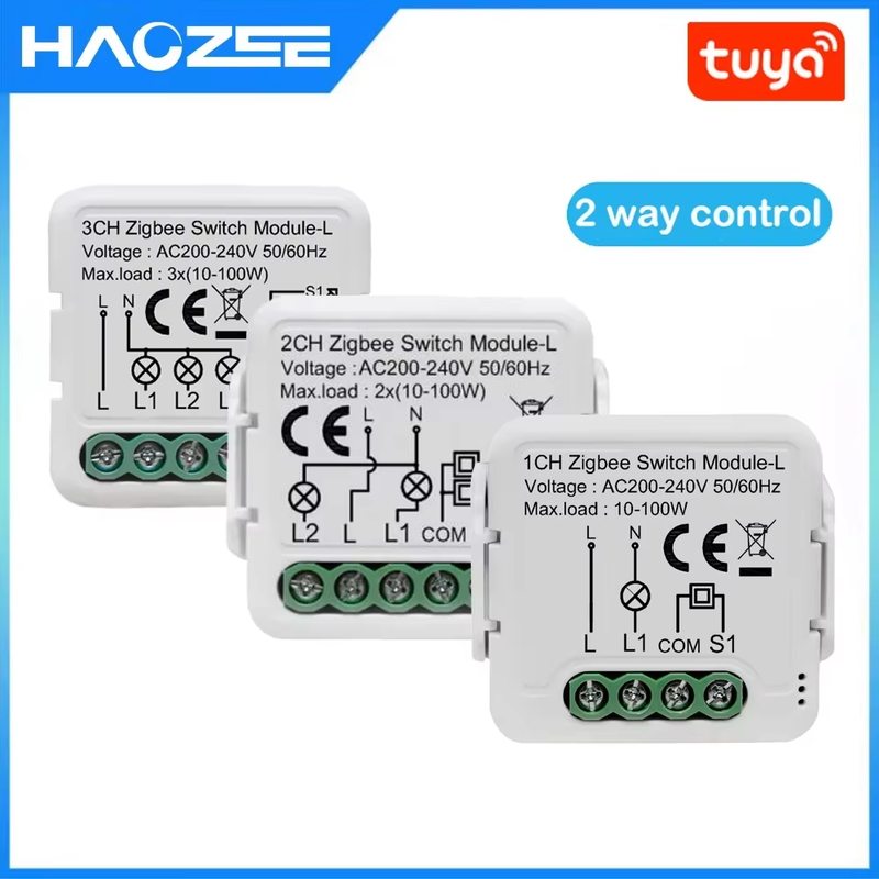 Tuya Smart ZigBee Switch Module 10A No Neutral Wire Required Smart Home DIY Ligh