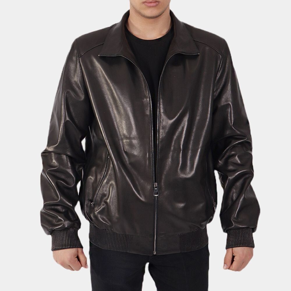 Men's Jayzee Black Bomber Leather Jacket | eBay