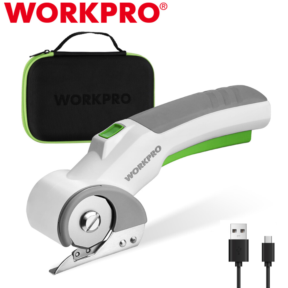 WORKPRO 4V Cordless Electric Scissors Cutter USB for Crafts Sewing Cardboard NEW
