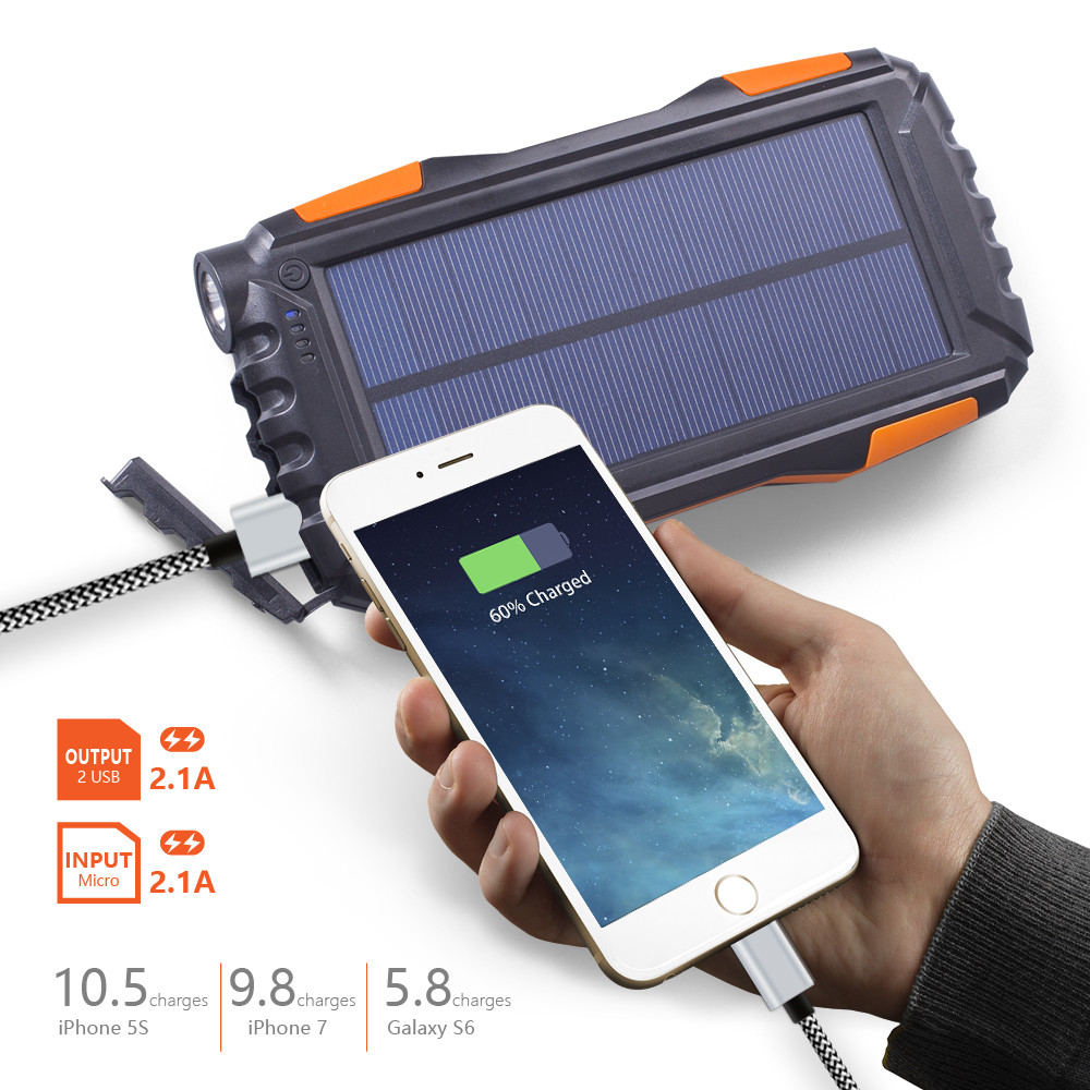 EasyAcc Miaow 20000mAh Solar Power Bank Waterproof ...