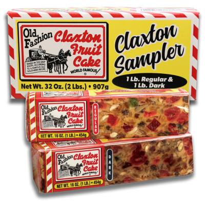 Claxton Fruit Cake - ''Claxton Sampler'' - 1 Lb. Each - Regular and Dark Recipe