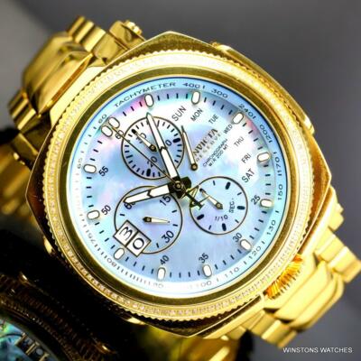 Pre-owned Invicta Reserve Russian Diver Diamond Gold Plated Platinum Mop 52mm Watch