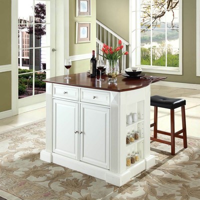 Breakfast Bar Top Kitchen Island with Saddle Stools [ID 1698413]