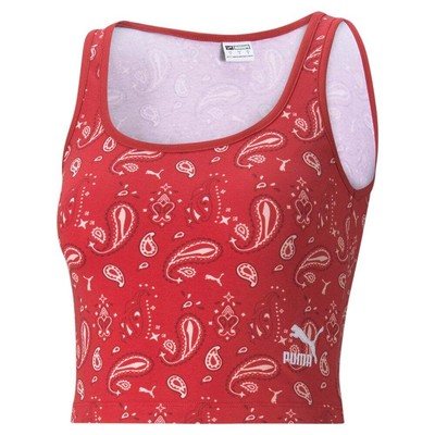 

Puma Bae Graphic Scoop Neck без рукавов Майка женские красные повседневные топы 532567-22, Красный