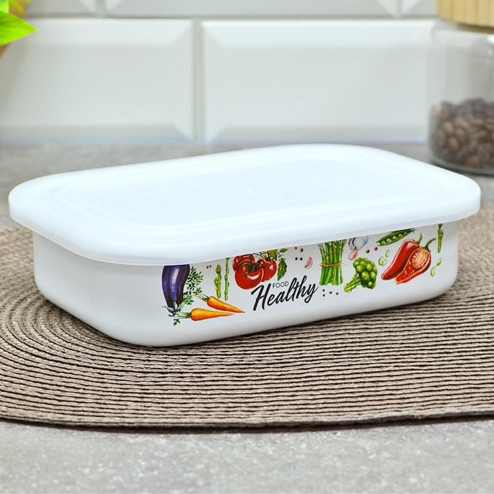 Enameled Kitchen Container W/lid 1.6-qt