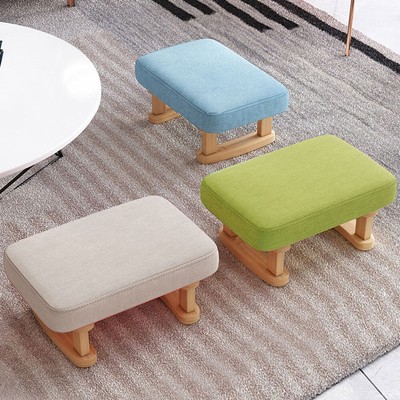 Wood Cushion Sitting Stool Sofa Low Foot Step Stool Changing Shoe Rest Seat USA