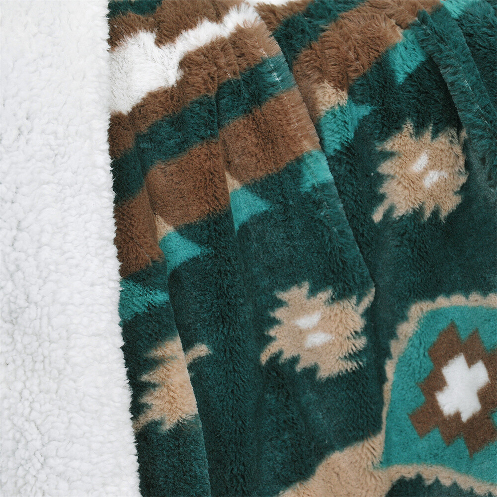 HST Southwest Rustic Sherpa Fleece Throw Blanket Ultra Soft Cozy Plush Blanket