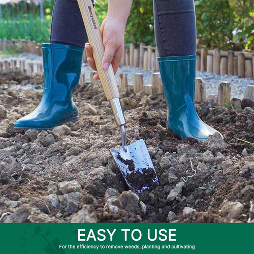 Berry&Bird Garden Tools Stainless Steel Border Hand Shovel Medium Handle Shovel