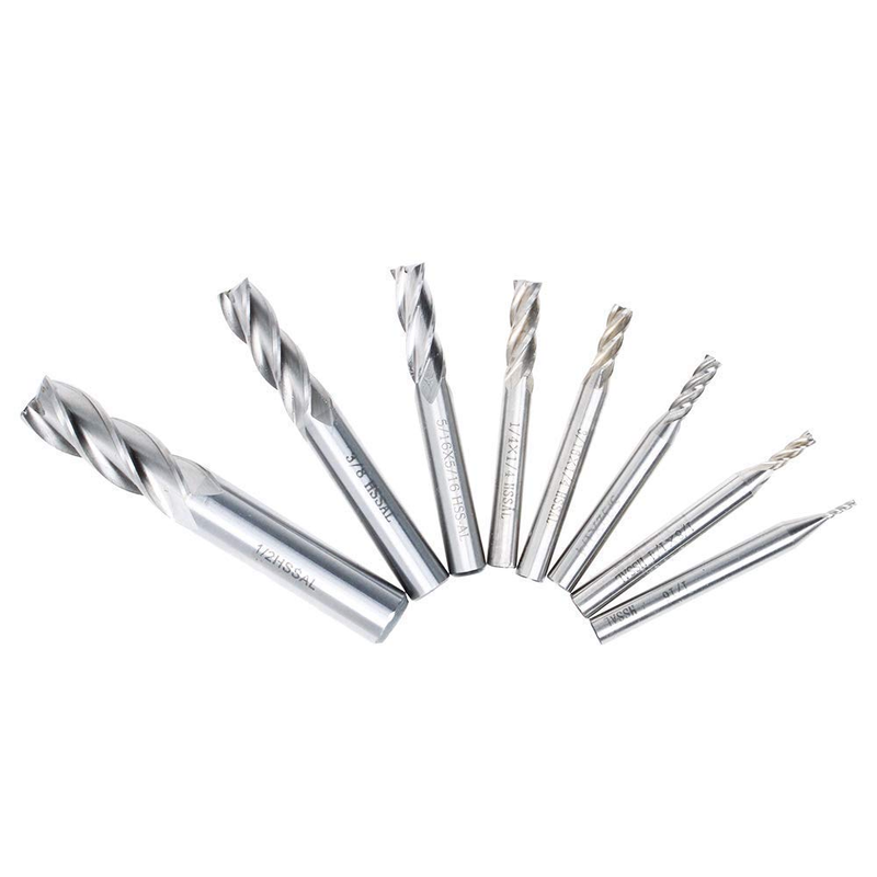 In-tool-home 1/8" 3/16" 1/4" 5/16" 3/8" 1/2" high Speed Steel HSS 4 Flute Straig