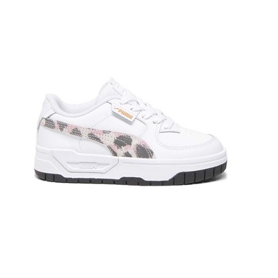 Puma Cali Dream с принтом животных на шнуровке для маленьких девочек, белые кроссовки, повседневная обувь