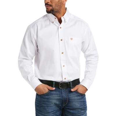 

Мужские белые повседневные рубашки Ariat Solid Twill с длинным рукавом на пуговицах 10000503, Белый, Ariat Solid Twill Long Sleeve Button Up Shirt