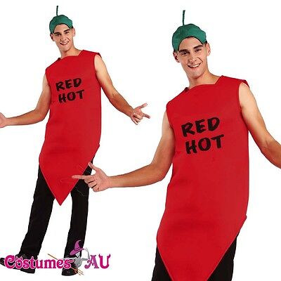 Adult Unisex Chilli Pepper Costume Mens Red Hot Vindaloo Mexican Fancy Dress